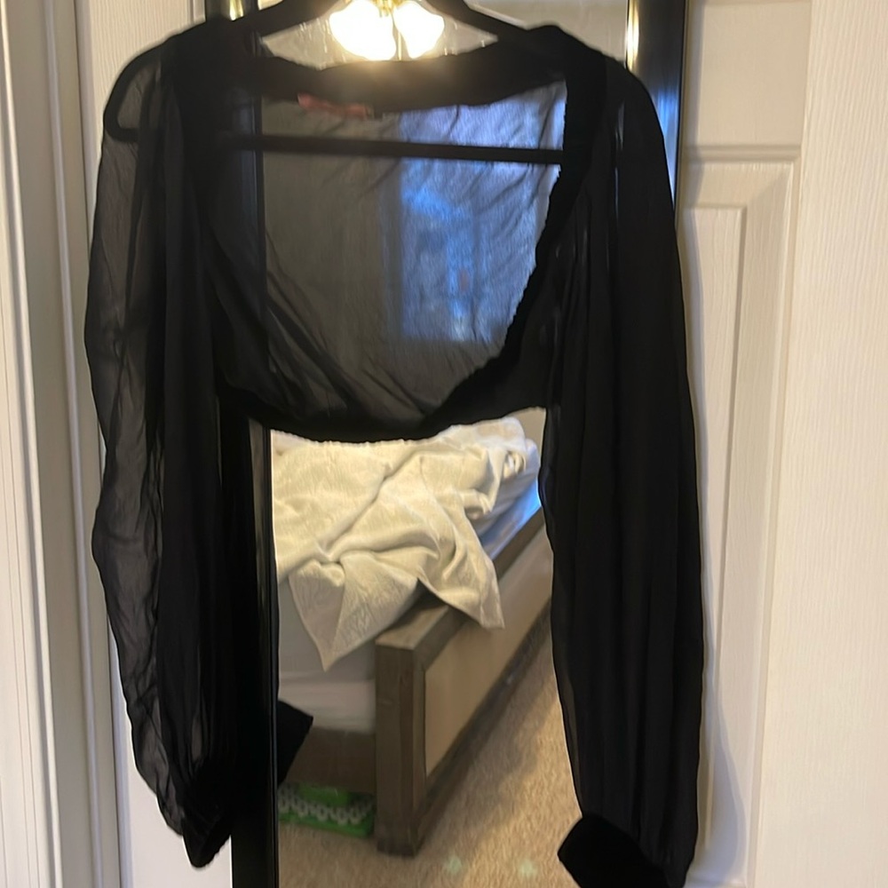 VINTAGE MILK & HONEY Velvet Sheer Bolero Top ~ Medium